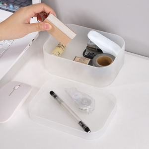 Organizador de oficina para el hogar de PP resistente al agua, caja de almacenamiento de escritorio multiusos, tapa, bolígrafo de plástico apilable rectangular, soporte para cuaderno - Product Image 4