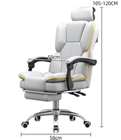 Chaise de jeu ergonomique en cuir avec repose-pieds, massage, dossier haut pivotant pour bureau à domicile et salle de jeux