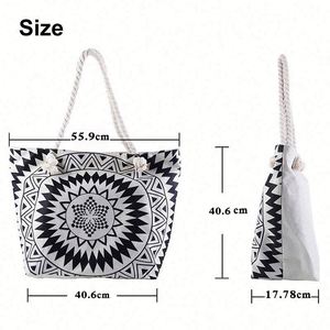 Nouveau sac de plage bohème à imprimé numérique pour l'été, sac de voyage, sac de sport, sac de rangement, sac fourre-tout grande capacité, sac de shopping en toile - Product Image 6