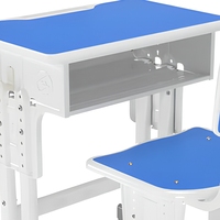 Ensemble bureau et chaise d'étude pour enfants bleu lime avec plateau à crayons, rangement ouvert et hauteur réglable pour la salle de classe des enfants