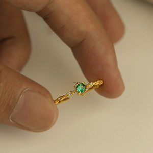 Gold Diamond Ring For Women Prong Setting Geometric Shape Index Finger Jewelry Gift - Product Image 4
