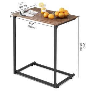Mesa deslizante resistente en forma de C de madera de ingeniería y marco de <span class=keywords><strong>metal</strong></span> con almacenamiento abierto para sofá cama reclinable - Product Image 2