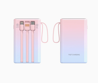 Batterie externe portable 10000 mAh en promotion avec charge ultra-rapide 22,5 W, 3 câbles intégrés, design léger et fin