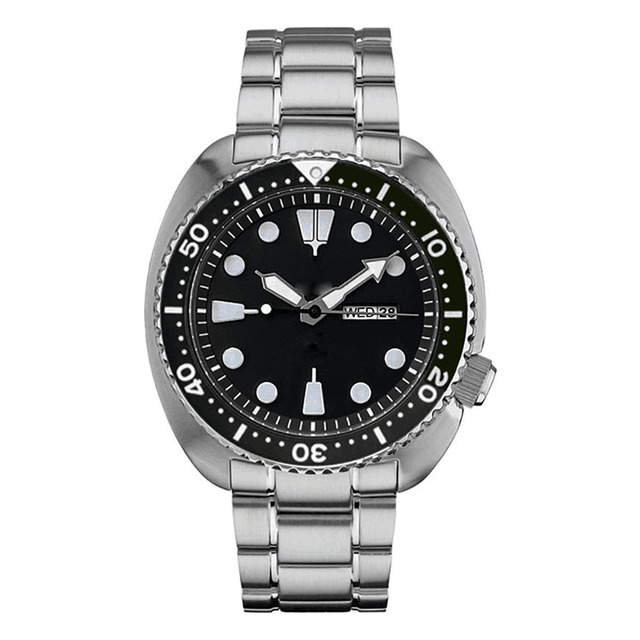 45mm All Stainless Steel Seiko Movement Custom Logo Luxury Limited Edition Diving Watch Glass Pointer Hands Men's Automatic