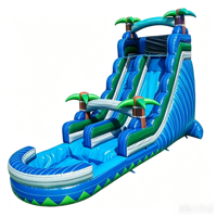 Toboggan aquatique gonflable géant commercial avec piscine, toboggan aquatique gonflable en PVC pour location de fête, événement en plein air