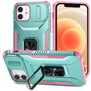 Funda con ventana deslizante, funda con soporte de anillo, funda de teléfono con protección contra caídas 2 en 1 para iPhone 12/12 Pro - Product Image 1