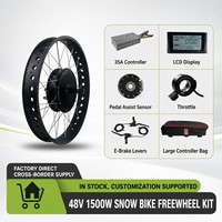 Kit de conversion de vélo à pneus larges pour neige 48V 1500W avec moteur de moyeu arrière à cassette, contrôleur 35A et écran LCD