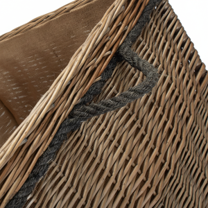 Antique Wash Square Storage Wicker <b>Basket</b> Log Design for Practical and Stylish Organization - Product Image 1