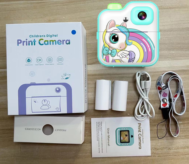 2025 New Kids Digital Photo Camera 1200mA Mini Thermal Printer Dino Unicorn Instant Print CMOS for Children Video Projection