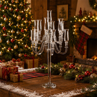 Magnifique candélabre à 13 bras en cristal transparent, idéal pour mariage, Saint-Valentin, Noël, décoration de table avec lustre