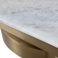 Table console d'angle moderne en marbre naturel bleu cristal, acier inoxydable doré champagne, durable, idéale pour villa et appartement – Meilleure vente