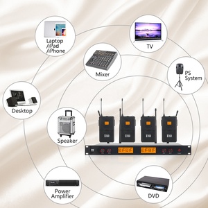 4 Channels UHF Wireless <strong>Microphone</strong> <strong>Studio</strong> With 4 BodyPack for Stage - Product Image 5