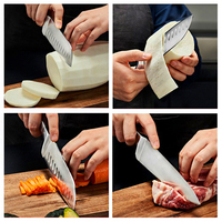 Bestverkochte RVS messenset (3-delig) Ambidextrous ergonomische handgrepen Vaatwasmachinebestendig Minimalistische aangepaste logo's