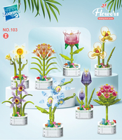 Blocs de construction Fleurs Pot de fleurs artificiel Plante Enfants Assemblage Puzzle Jouet DIY Cadeau Décoration de la maison
