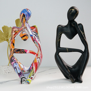 Ornement de personnage nordique Penseur, Artisanat créatif transfrontalier, Art décoratif, Sculpture abstraite européenne en résine époxy pour la maison - Product Image 4