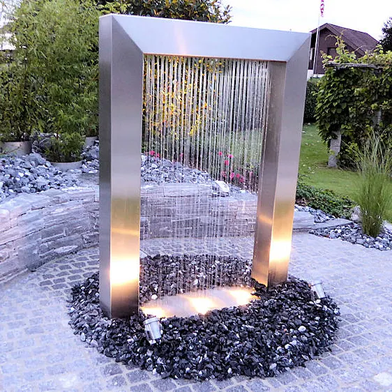 Высокое качество открытый современный большой металлический из нержавеющей стали абстрактный большой фонтан скульптура