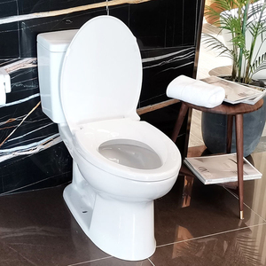 Aquacubic Classic <span class=keywords><strong>Toilette</strong></span> 2 pièces allongée universelle en céramique blanche (siège inclus) - Product Image 3