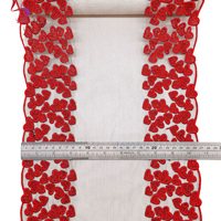 28CM Intensive Eyecatching Rouge Coeur Forme Brodé Dentelle Garniture pour Dames Sexy Lingerie