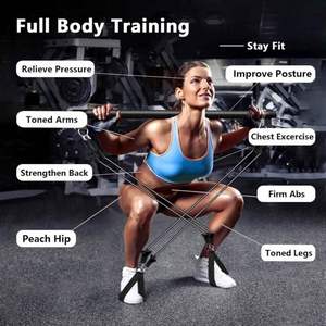 Kit de barre de Pilates portable en acier inoxydable de 90 cm pour exercices à domicile, squats, yoga, Pilates, avec bandes de résistance pour adultes - Product Image 4
