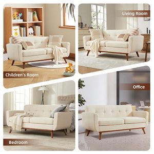 Mid Century <b>Small</b> <b>Cushioned</b> Loveseat Button Tufted Upholstered Double Seat Sofa For Living Room Apartment Decor - Product Image 5