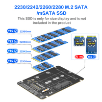 Adaptador de SSD M.2 NGFF MSATA a SATA 3.0 de 2.5 Pulgadas, Tarjeta Convertidora de SSD M2 SATA MSATA para PC y Laptop, Tarjetas Adicionales de hasta 6Gbps