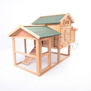 Copa de galinha de madeira sólida, fácil de limpar, ao ar livre, casa com fio e cerca