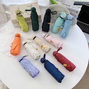 Parapluie de poche pliable 5 sections de haute qualité, mini, portable, avec baleines en alliage, logo personnalisé, double usage soleil/pluie, revêtement noir, protection UV - Product Image 1