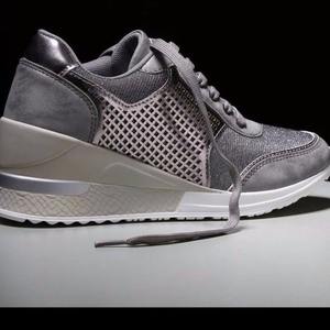 Sneakers da Donna <span class=keywords><strong>con</strong></span> Glitter Champagne e Rete - <span class=keywords><strong>Scarpe</strong></span> Casual <span class=keywords><strong>con</strong></span> <span class=keywords><strong>Zeppa</strong></span> e Lacci per Camminata 2025 - Product Image 4