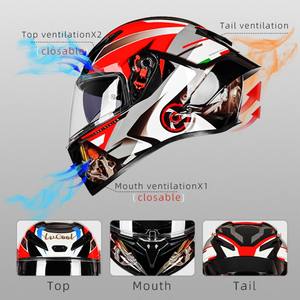 Moins cher Casque à double lentille Moto Homme et Femme Quatre Saisons Sécurité Universelle Certifié DOT Casque Intégral Motocross - Product Image 5