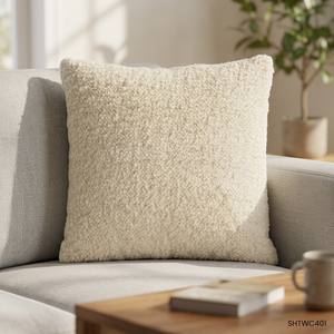 STAR HOMETEX Luxury Woven Ivory Boucle <b>Throw</b> <b>Pillow</b> Festival Pattern 80% Wool 20% Cotton Drawstring Closure Eco-Friendly - Product Image 1