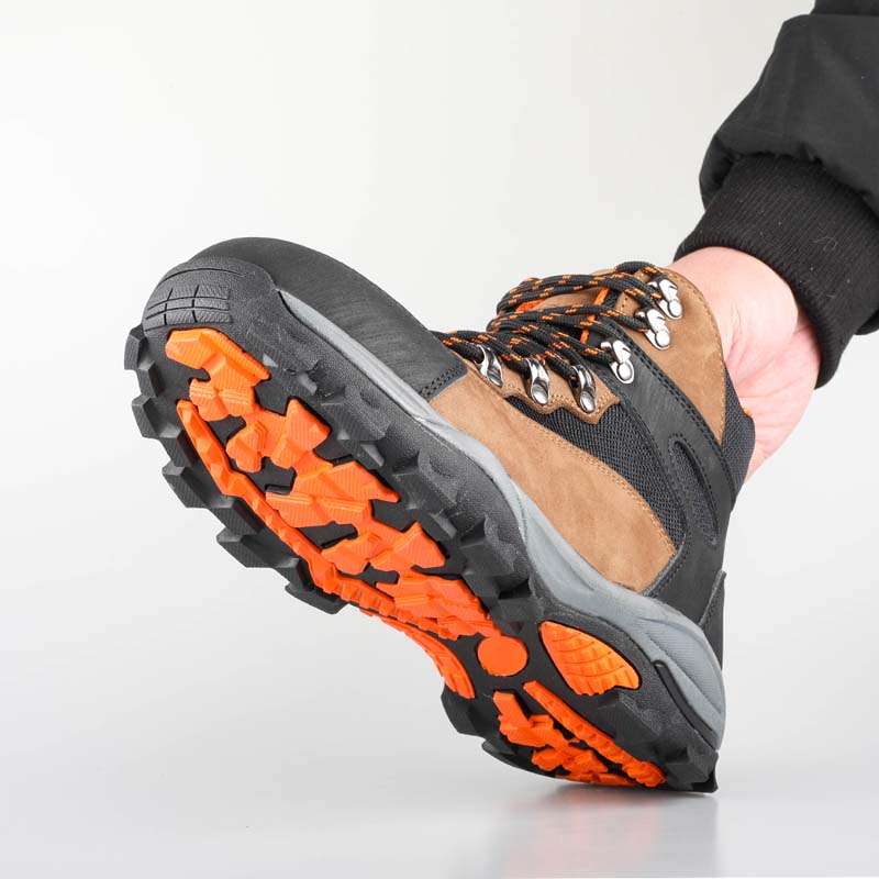 zapatos de trabajo high quality low cut hkaki genuine leather shoelaces safety boots with EVA and rubber outsole for men