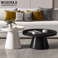 WISEMAX MEUBLES Table basse créative de luxe nordique légère meubles de salon maison ronde table d'appoint en fer noir et blanc