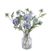 Bunga Scabiosa Sutra Biru Buatan 3 Kepala, Romantis dan Menawan untuk Dekorasi Pernikahan, Rumah, dan Pesta