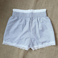 Shorts pour femmes en coton rayé avec logo personnalisé, tissu doux et respirant, ourlet en dentelle, taille élastique, pour vêtements de nuit et tenues décontractées