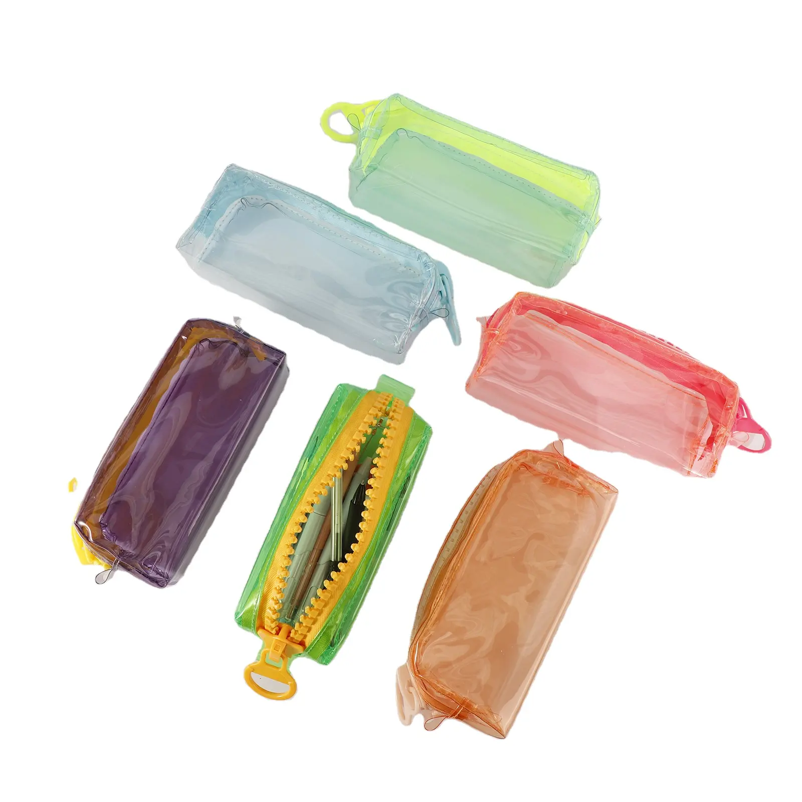 Clear Pencil Case /transparent PVC Big Capacity Pencil Pouch/ Pen Bag Cosmetic Pouch with Zipper for School Office Plastic
