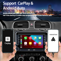 Lecteur DVD de voiture LELV 7 pouces pour VW pour Volkswagen, navigation GPS automobile, lecteur vidéo stéréo, double USB, Carplay, Android 14, navigation GPS
