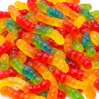 Bonbons Gommeux Squishy en Forme de Vers Halal, Saveur Jus Sucré, Bonbons Gommeux aux Fruits, Vente en Gros, OEM, Bonbons Gommeux Nouveauté, Bonbons Sucrés, Emballage