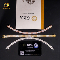 Chaîne tennis en moissanite VVS 3 mm à 2 rangs, bijoux hip-hop, bracelet moissanite 3 couleurs, collier tennis en argent 925 pour femme