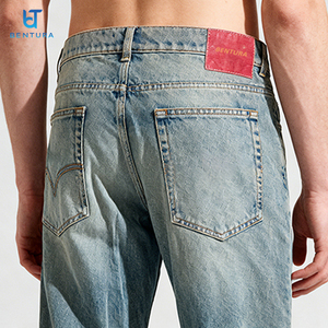 جينز رجالي من BENTURA، تصنيع مخصص، جودة عالية، 100% قطن، غسيل خفيف بتصميم عتيق، قصة مستقيمة وواسعة من الأسفل - Product Image 5