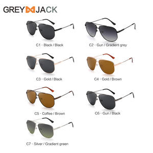 Lunettes de soleil aviateur Greyjack, monture en métal noir, polarisées, protection UV400, style unisexe - Product Image 2