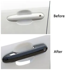 Auto acessórios De Fibra De Carbono porta handle trim quadro decalque capa exterior guarnição para Toyota RAV4