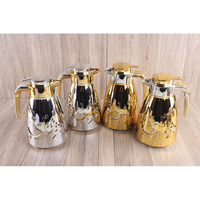 Botol Termos Panas Modern Kapasitas Besar Berlapis Emas Kaca untuk Rumah Tangga, Teko Kopi Berlapis Emas