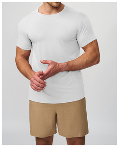 T-shirt da uomo Yiyi Premium in tessuto con design a polsini piegati, ultra morbida e delicata sulla pelle, traspirante, slim fit, a maniche corte. - Product Image 3