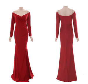 Abiti da donna abiti da sera lucidi Crossover uno pezzo collo a maniche lunghe avvolti a coda di pesce <span class=keywords><strong>abito</strong></span> - Product Image 3