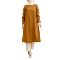 Chemisier à manches longues pour femmes musulmanes, chemises décontractées, chemises, Tops, tunique, Blusas, Chemise lâche, turc, Chemise solide