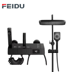 FEIDU Luxuriöse kunden spezifische Messing-Badezimmer-Aufbewahrung Digital anzeige Viergang-Klavier tasten Heiß-/Kaltwasser-Wand-Dusch set - Product Image 1