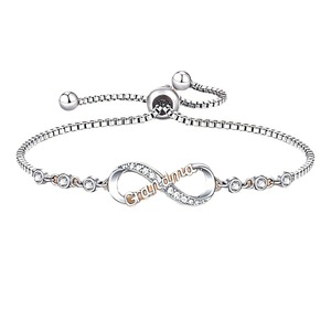 Circonita con microincrustaciones en forma de 8 chapada en platino para pulsera de amor para mujer, joyería ajustable brillante para fiestas - Product Image 1