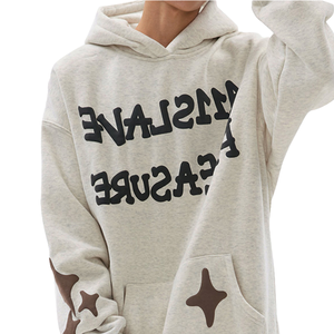 Sweats à capuche zippés oversize vierges pour hommes, coupe décontractée, imprimé en relief, en tissu tricoté 100% coton, écologiques, vente en gros - Product Image 1