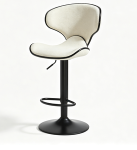 Tabouret de bar moderne en tissu avec base en métal noir, hauteur réglable, design contemporain, chaise de bar pour la maison - Product Image 1
