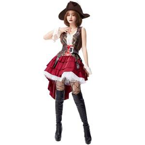 MS Halloween Cosplay <b>Split</b> Vest Pleated Tuxedo <b>Skirt</b> Adult Female Somali Pirate Costume - Product Image 3
